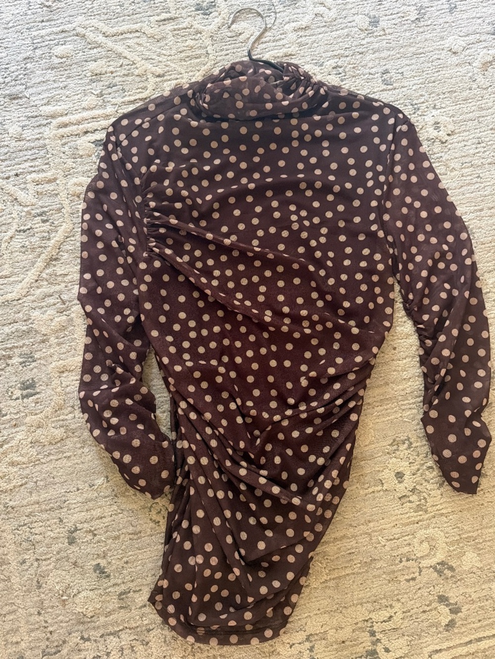 Mango Mesh Ruched turtleneck sz M